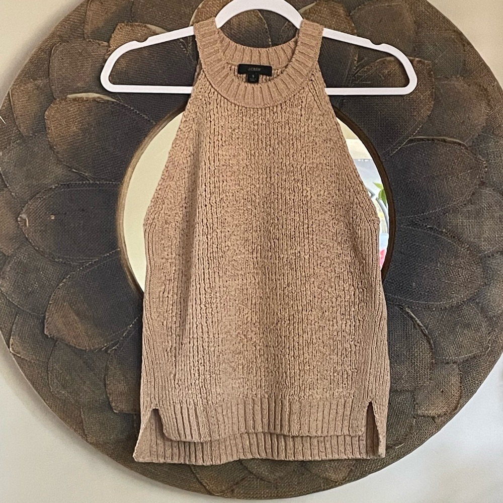 J. Crew Tan Textured Point Sur Knit Sweater